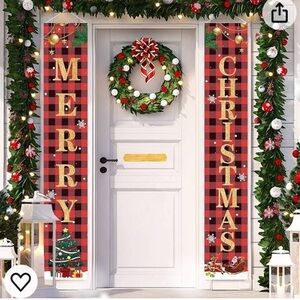 NEW Christmas Decorations Merry Christmas Banner Decor Porch Sign, Porch Banner